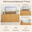 Buffet en grain de bois naturel - Armoire de rangement à 6 portes avec poignées intégrées-1608446492