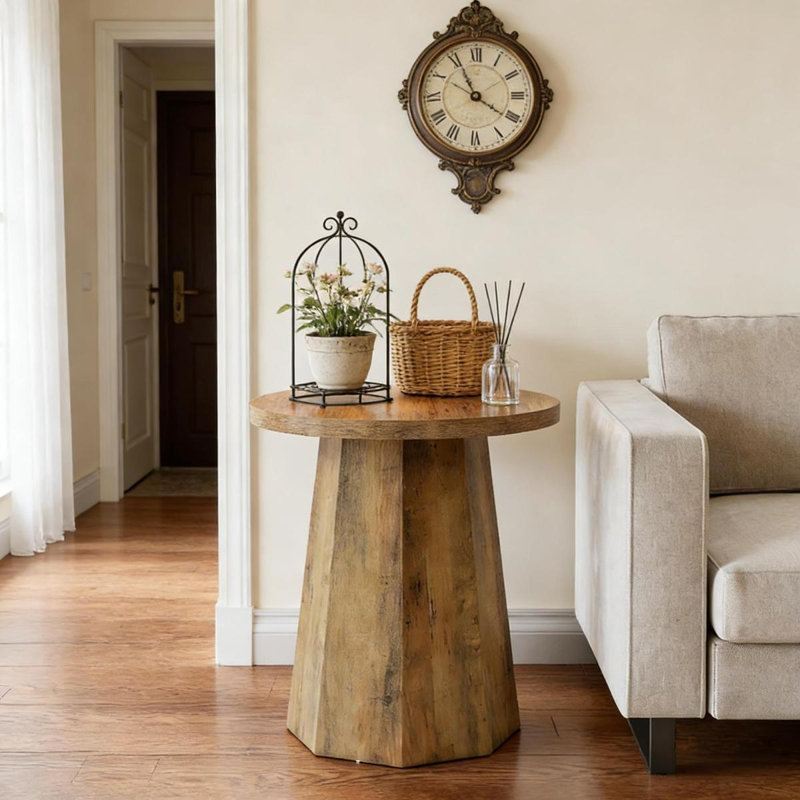 Table basse en bois, petite table de bout, table d'appoint, table de lecture ronde