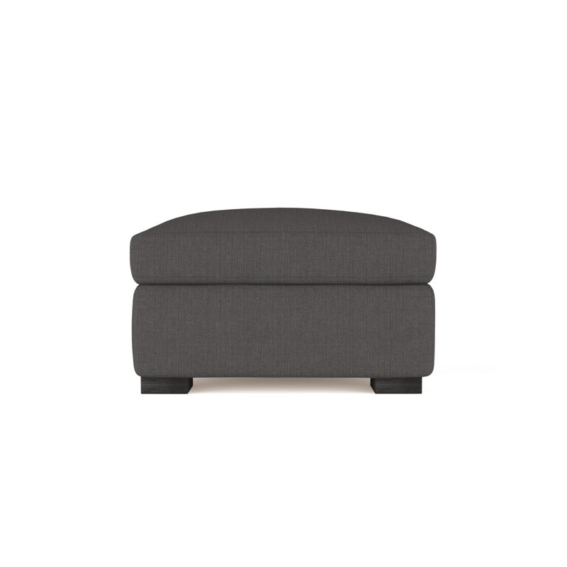 Horatio Upholstered Ottoman, Box Weave Linen Graphite, Ebony