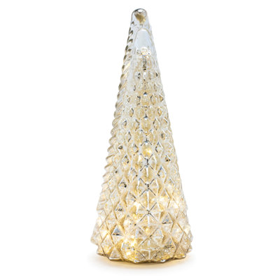 Arbre à DEL en verre mercurisé texturé (ensemble de 3)