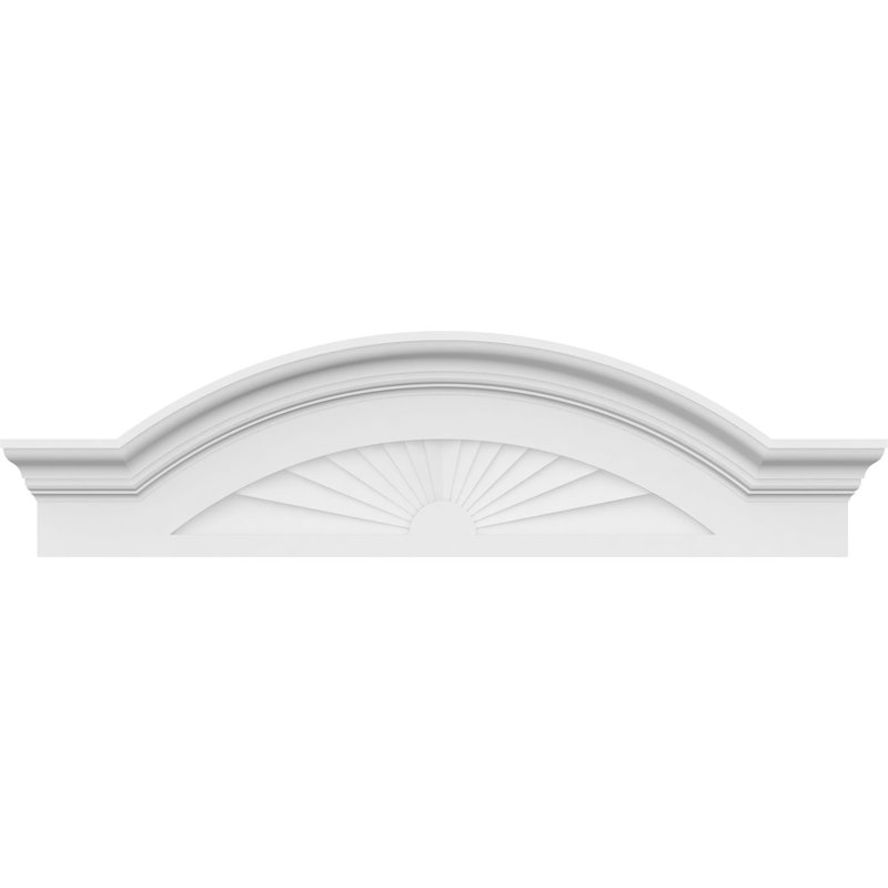 Arche de segment avec fronton en PVC de qualité architecturale Flankers Sunburst, H 10 po x l 36 po x P 2 1/2 po