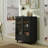 Minimalist Buffet Cabinet With Double Glass Doors And Drawer, Modern Wooden Storage Sideboard Cupboard For Living Room, Dining Room Hallway Entryway-340315157