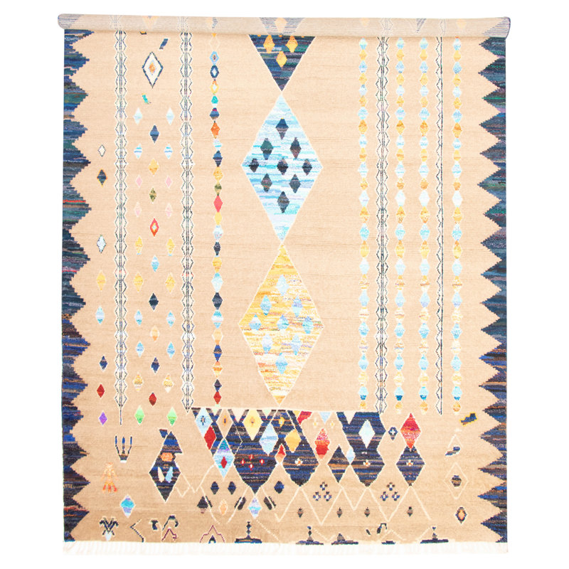 Tapis zone en laine marocain 9 pi 11 po x 14 pi 6 po one-of-kind main-noué la 2010 Ute