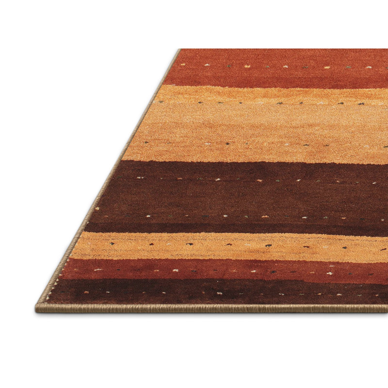 Tapis contemporain brun / orange / jaune, Rectangle 8 pi x 10 pi