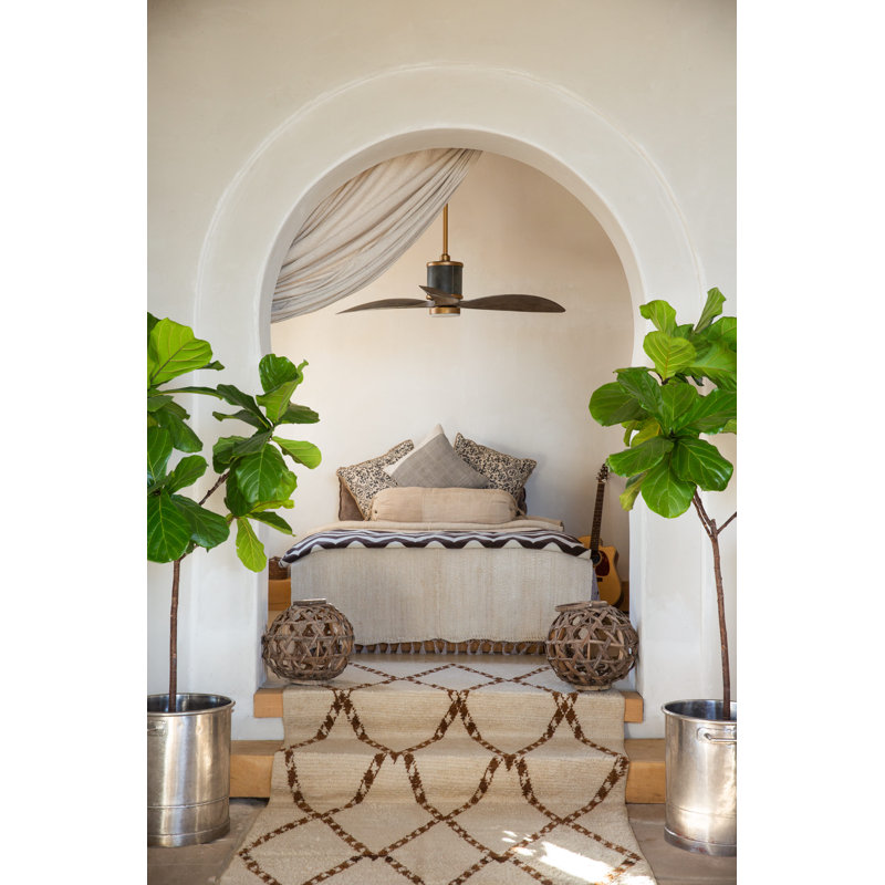 Merrick 60-in Indoor/Outdoor Smart Ceiling Fan with Integrated LED, Heritage Brass