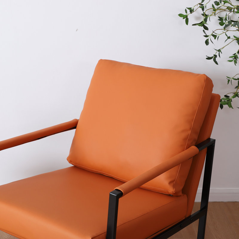 Upholstered Armchair, Orange Faux Leather