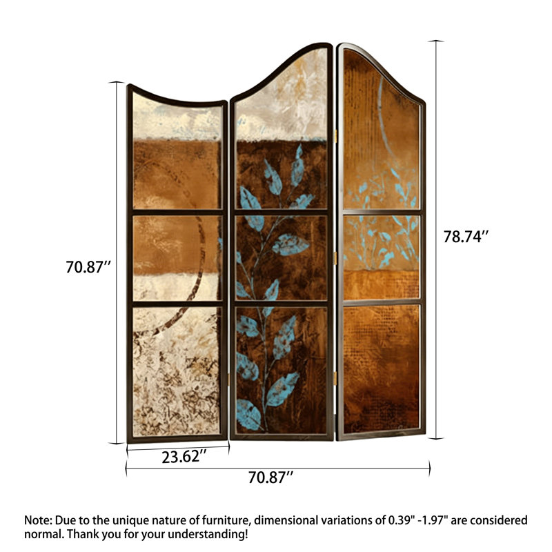 Paravent pliable rétro en bois de pin irrégulier, 78.74" H x 70.87" W x 1.57" D