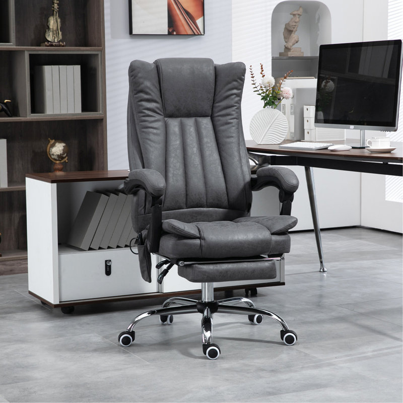 Chaise bleu foncé avec massage à 6 points, chaleur, H réglable, repose-pieds rétractable et réglable