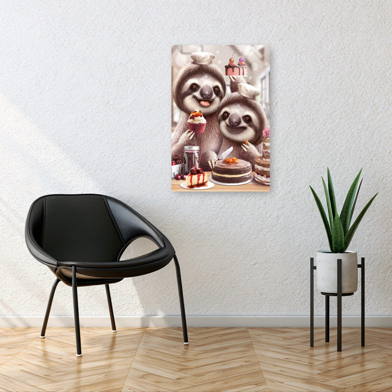 «Sloth Bake Cakes Abstract Contemporary Forest Landscape», reproduction d'art mural, 36" H x 24" W