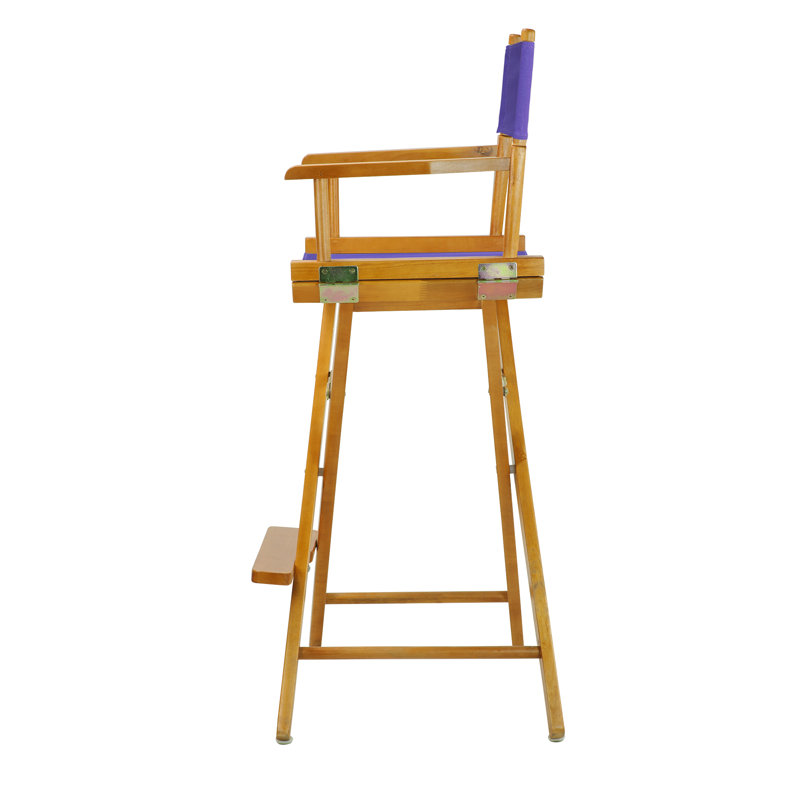 Chaise de réalisateur pliante de 30 po avec toile, Chêne miel, Mauve