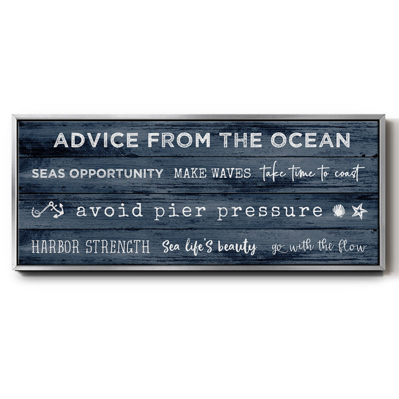Navy Ocean- Framed Canvas, 24" H x 60" W