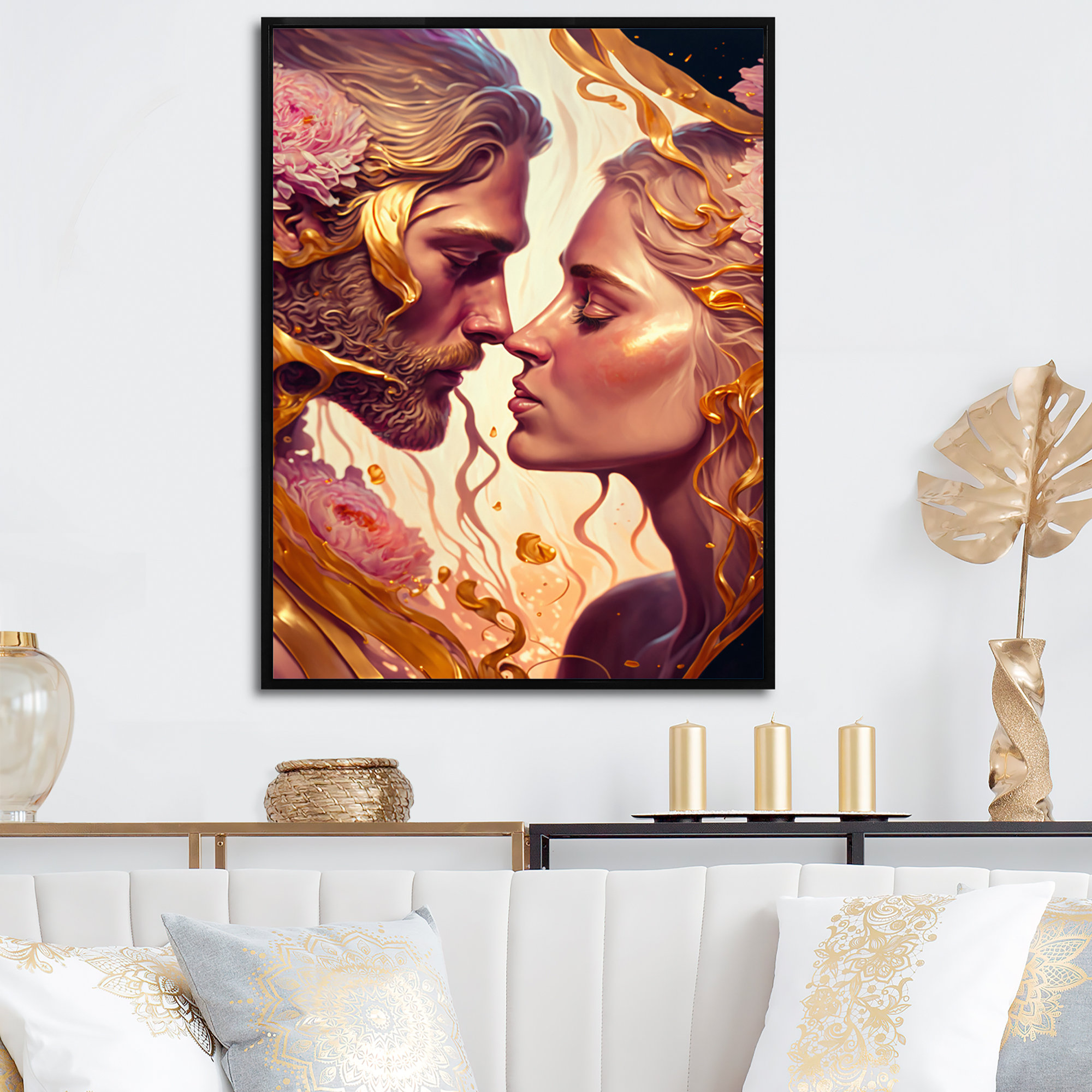 Stupell Industries Romantic Kiss Faces Lips Closeup Couple Drawing, Design  by Ros Ruseva