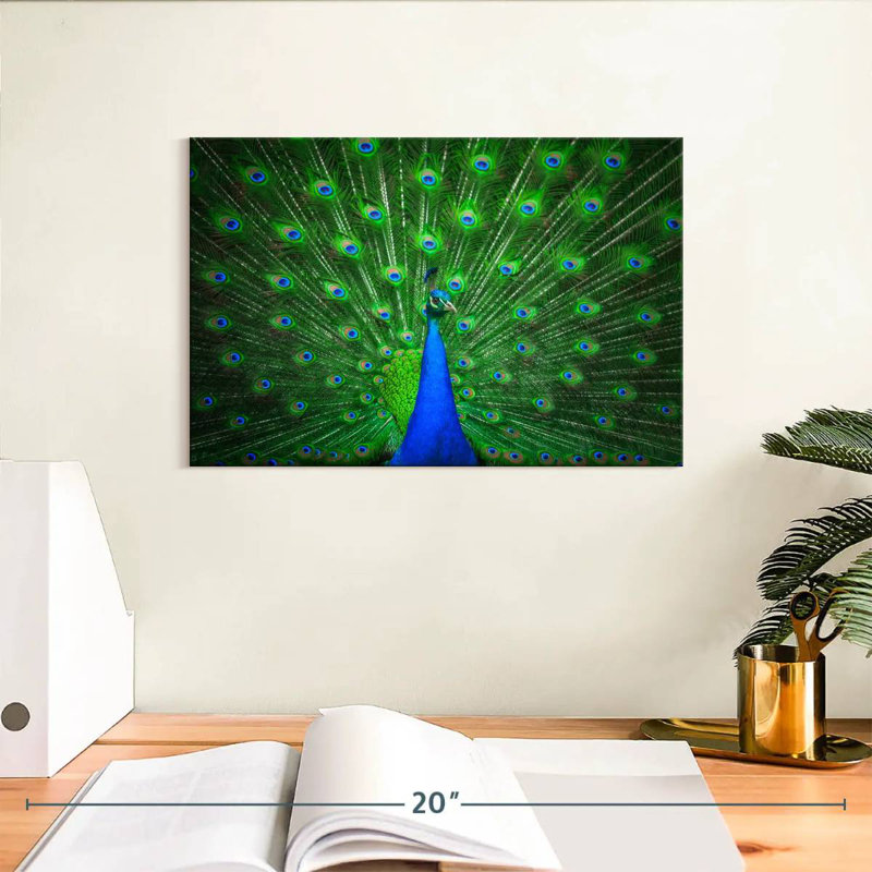 Crowle Bright Green Peacock Feather, 8" H x 12" W