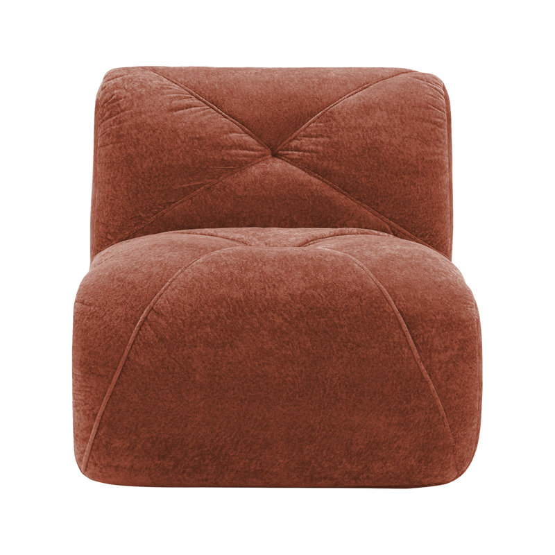 Canapé sans accoudoirs en velours - rouge, 37.4" W, Red Velvet