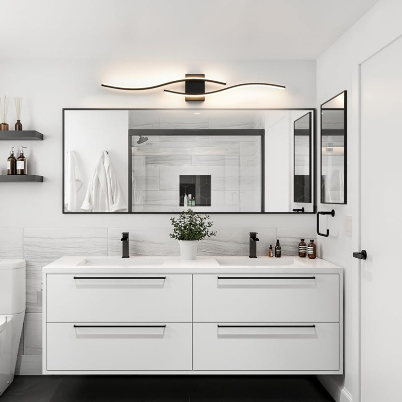 Luminaire de meuble-lavabo moderne à DEL avec télécommande, luminaire de salle de bain moderne à DEL, luminaire de meuble-lavabo sur miroir, noir, 40,5 po