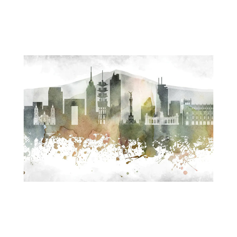 Mexico City Skyline by WallDecorAddict - Wrapped Canvas Painting, 66.04cm H x 101.6cm W x 1.905cm D