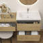 Meuble-lavabo mural 90 po en chêne fumé Aliki-703794569