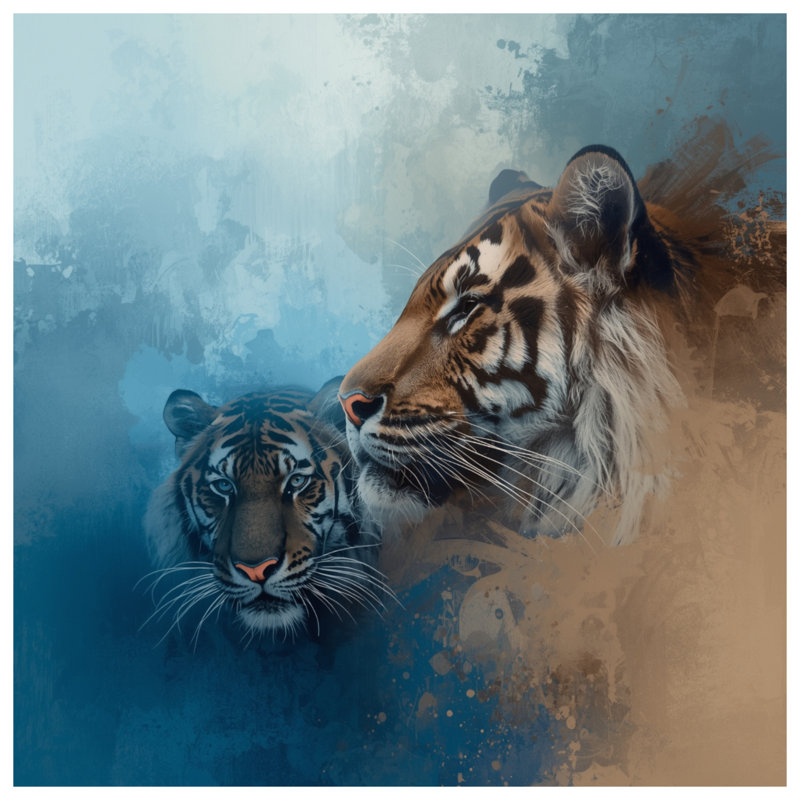 Tapis de bain Tigers In Abstract Art, L 24 po x L 17 po