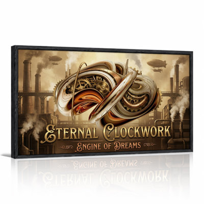 Steampunk Clockwork Gears and Pipes Sepia Factory Canvas Wall Art