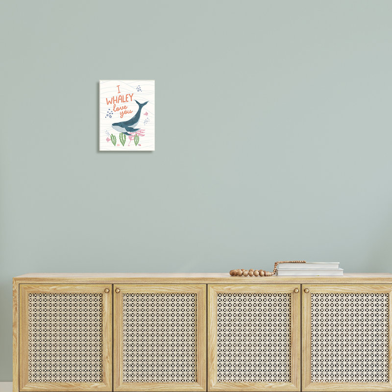 «Whaley Love You» par Nina Blue - peinture, H 15 po x l 10 po x P 0,5 po, Plaque murale