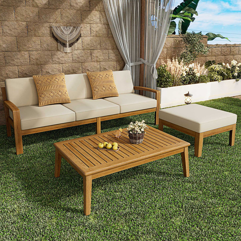 L Shape 3Pcs Sectional Patio Sofa Set