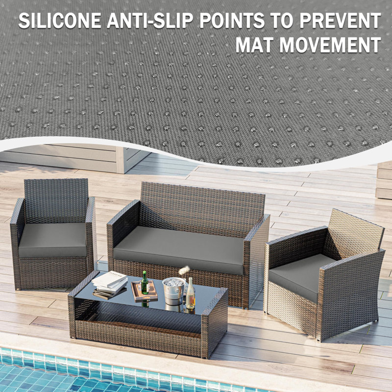 Outdoor Seat Cushions (Set Of 3), Light Gray