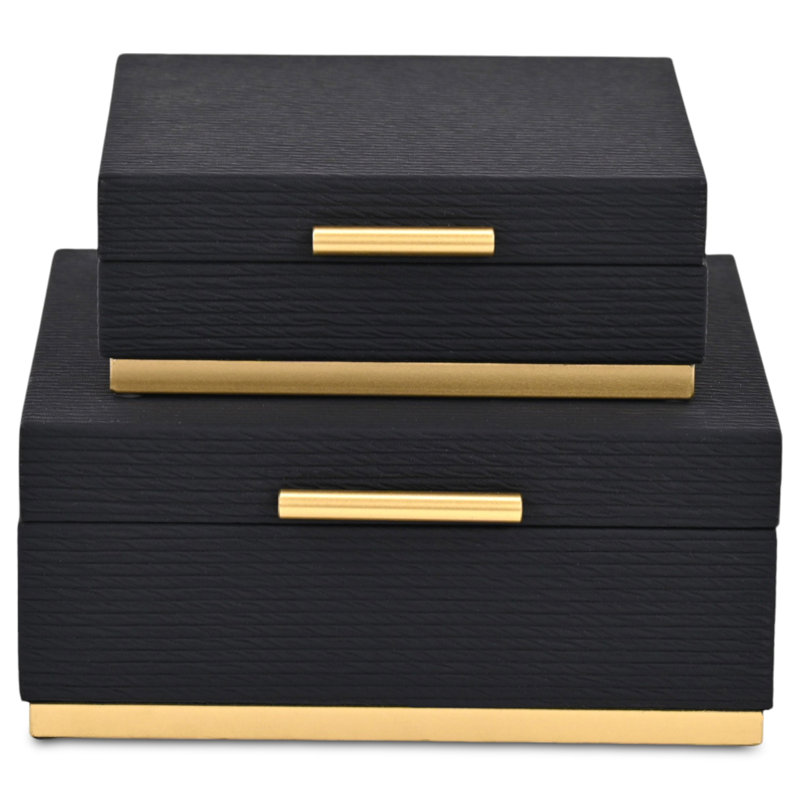 Ensemble de boîtes carrées Eira, Noir