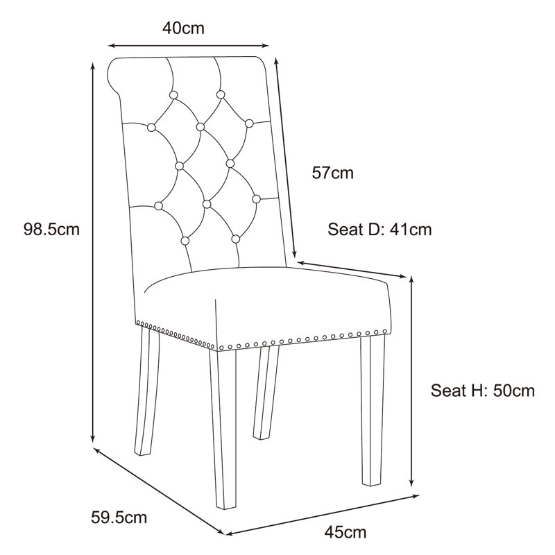 Chaise parsons touffetée de 17,71 po de largeur Gourav, Lin beige, Noir