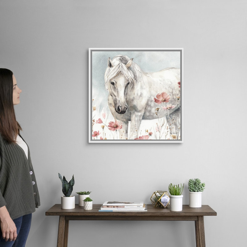 Art sauvage sur toile, "Chevaux sauvages", H 26 po x l 26 po x P 2 po, Toile avec cadre blanc
