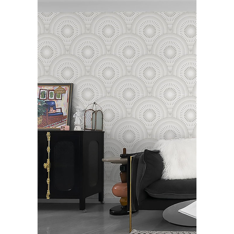 17,3 "X393" Peler et coller papier peint cercle Papier peint géométrique moderne, Beige