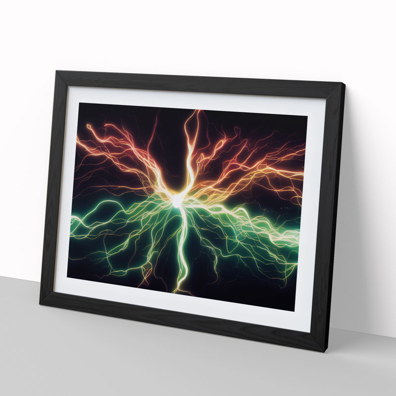 XH1022-3008X Electricity Art Vol.2 - Single Picture Frame Print, Black, 25cm H x 34cm W x 2cm D