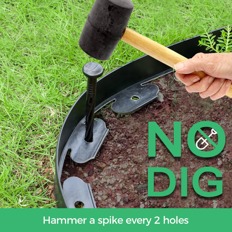 Black Flexible Plastic Landscape Edging Border Kit with Spikes