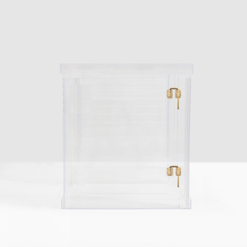 Medium Clear View Pet Crate with Gold Latch, Blush