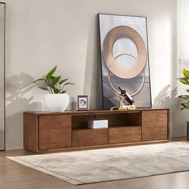 Meuble télé en bois de noyer noir, 78.74"
