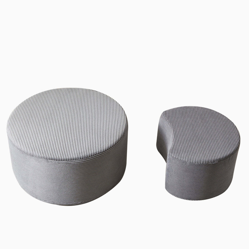 Ensemble de 2 tables basses emboîtables, ensemble de 2 tables basses rondes rembourrées pour le salon, table basse ronde moderne en mousse avec repose-pieds, sans assemblage