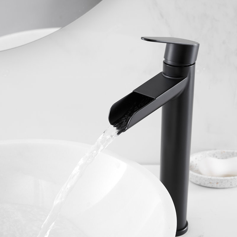 Robinet de salle de bain vasque avec bonde Waterfall, Noir mat