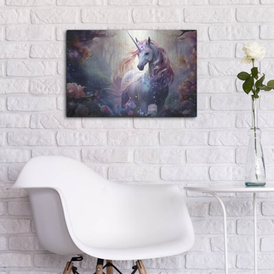 Art mural en métal luxueux «Fantasy Unicorn 3» par Momart