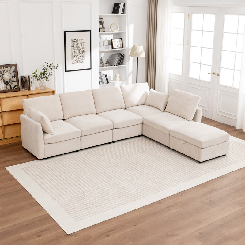 Wilroy 6-Piece L-Shaped Sectional Sofa, Beige