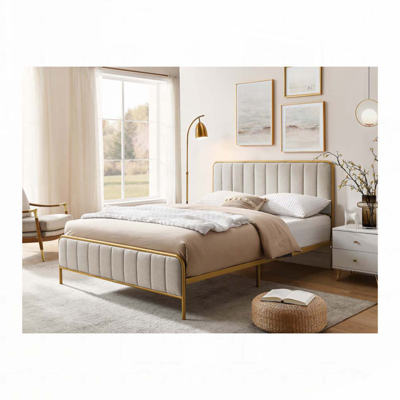 Upholstered Bed Frame, Khaki