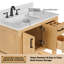 Meuble-lavabo de style campagnard de 91 cm (36 po) avec lavabo, en bois massif, 2 tiroirs, 2 portes à fermeture amortie, étagère de rangement ouverte, comptoir et dosseret en marbre de 2 cm (0,79 po), brun clair-1218096840-1218096834-1218096832