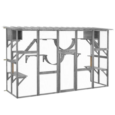 Luxury Cat Villa For Multi-cat Households: Extra Large Indoor Cat Enclosures With Litter Box And Drawer - Wooden Cat House On Wheels