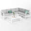 Ensemble de conversation modulaire en aluminium 4 pièces pour patio, canapé 7 places avec coussins gris clair épais et structure blanche et table basse