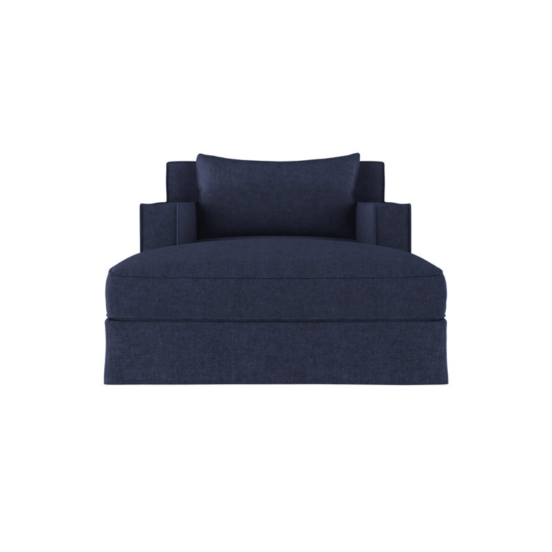 Chaise longue Mulberry, Velours moelleux imprimé bleu, Naturel