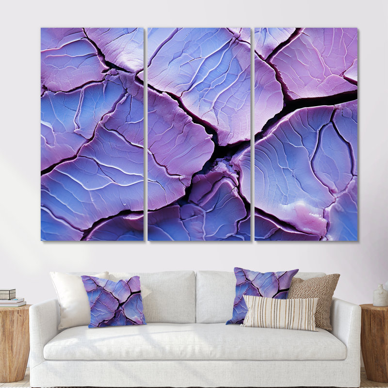 Pierre mauve volcanique Geode I - Art mural en pierre géode, H 28 po x l 36 po x P 1 po, Toile tendue
