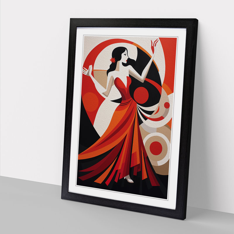 Flamenco dancer Constructivism - Framed Print, Black, 34cm H x 25cm W x 2cm D
