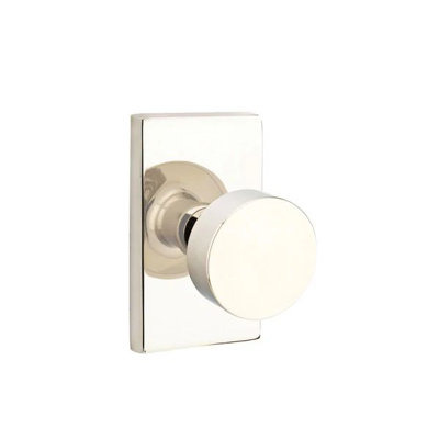 Emtek Privacy Interior Mortise Set w/ Modern Rectangular Rosette & Round Knob (RH)