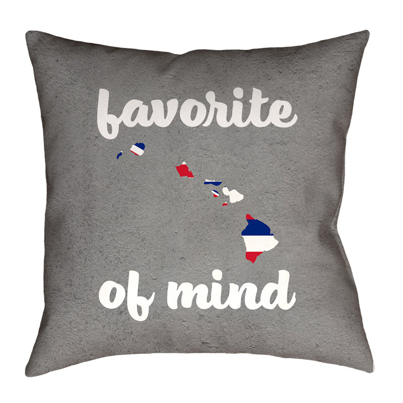 Coussin décoratif Katelyn Smith Hawaii State of Mind, 18 po x 18 po, Croisé en coton - utilisation intérieure seulement