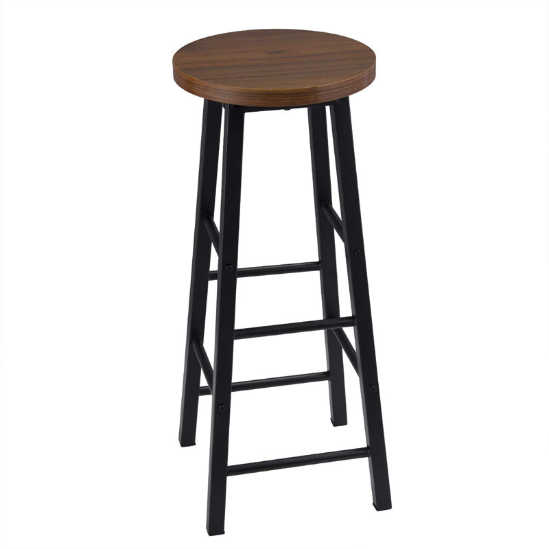 Counter Stool with Metal Frame, Rustic Brown Seat/Black Frame