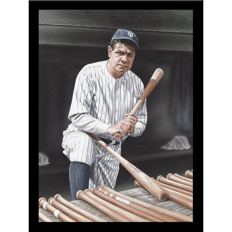 «Babe Ruth on Deck», reproduction d'art par Darryl Vlasak, souvenirs encadrés, H 24 po x l 18 po x P 1 po