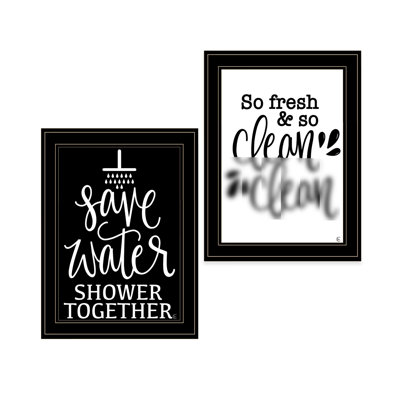 "Ready To Hang 'Clean/Shower Together' 2 , Paper Print In Multicolor, Black Frame By Fearfully Made Creations "Multicolor Framed Print, Ready From